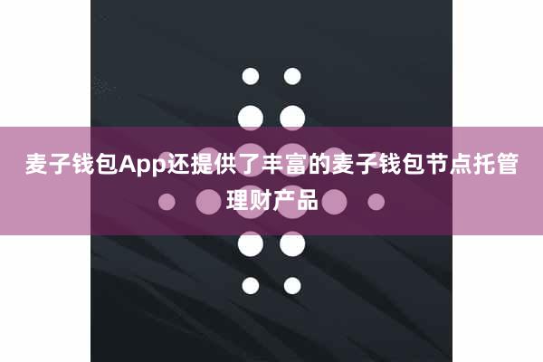 麦子钱包App还提供了丰富的麦子钱包节点托管理财产品